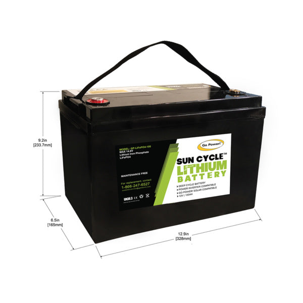 Go Power 100Ah LiFePO4 Solar Battery - GP-LIFEPO4-100