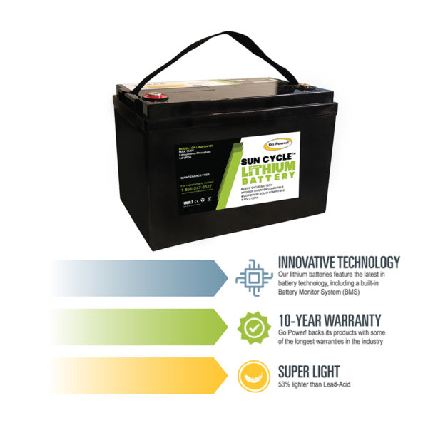 Go Power 100Ah LiFePO4 Solar Battery - GP-LIFEPO4-100
