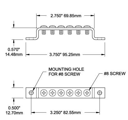 Blue Sea 100A Mini Grounding BusBar - 6 Gang