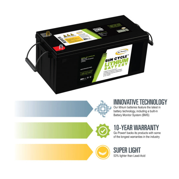 -Go Power 250Ah LiFePO4 Solar Battery - GP-LIFEPO4-250