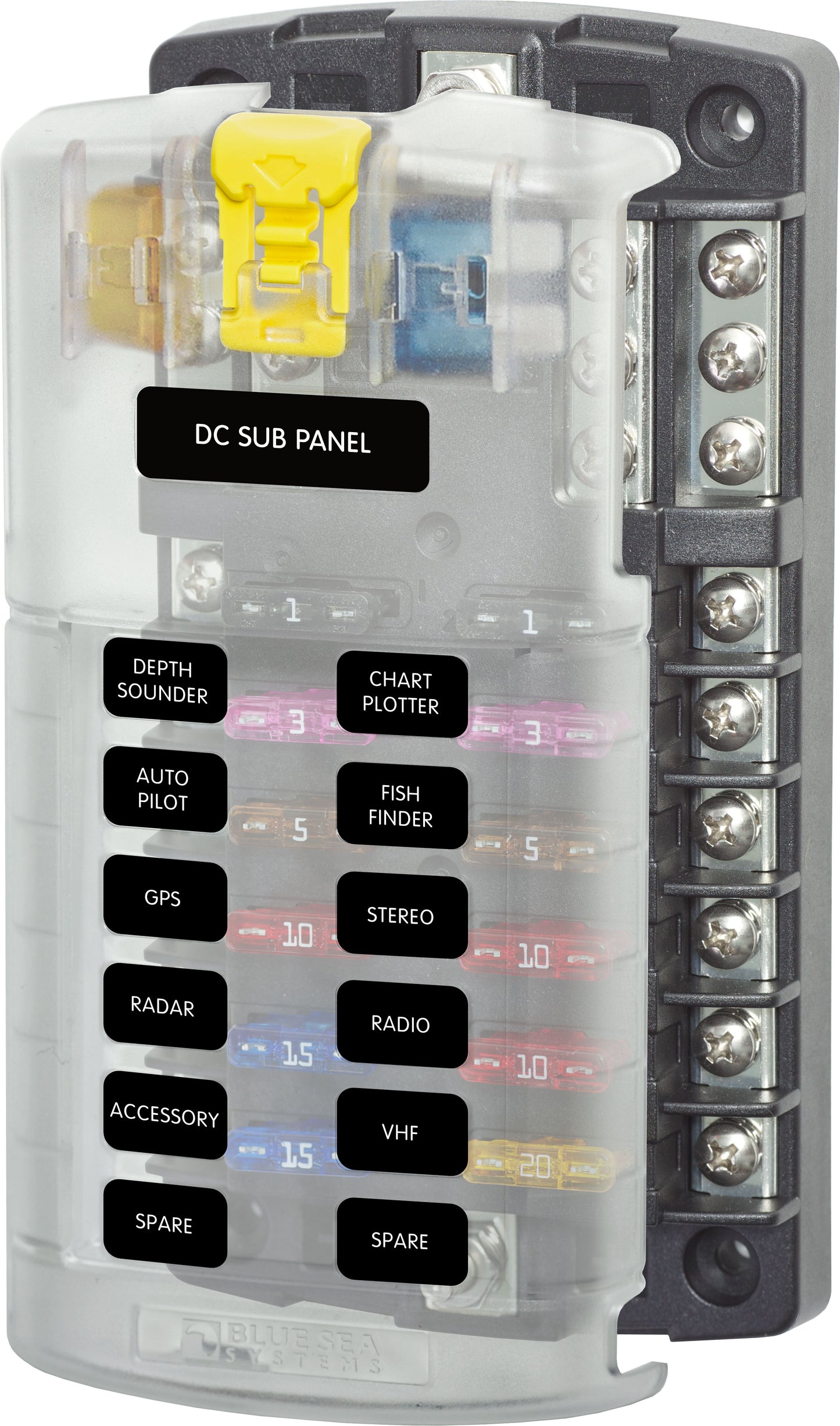 Blue Sea ST Blade Fuse Block - 12 Circuits with Negative Bus and Cover