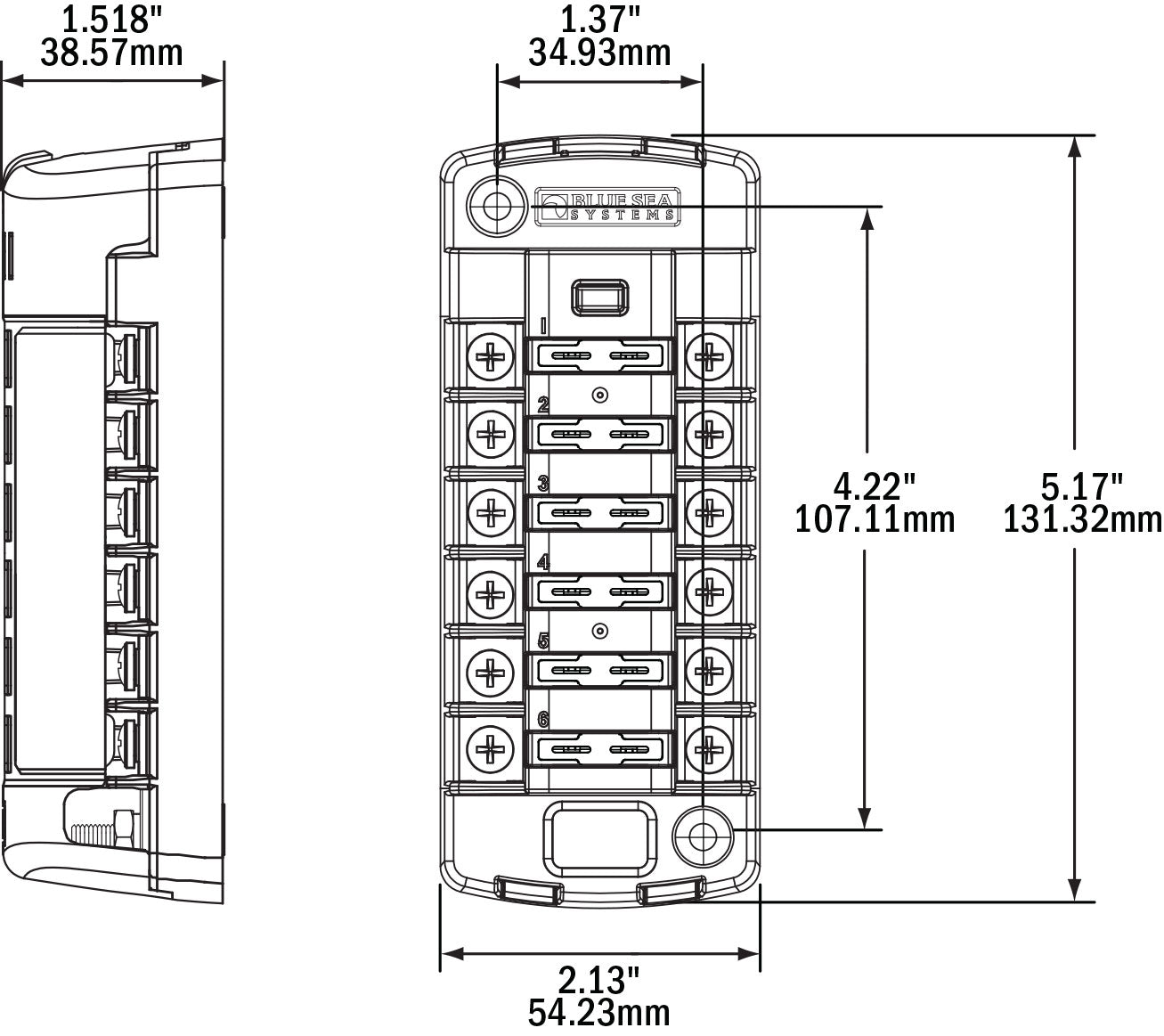 Blue Sea ST Blade Fuse Block - 6 Independent Circuits w/ Cover