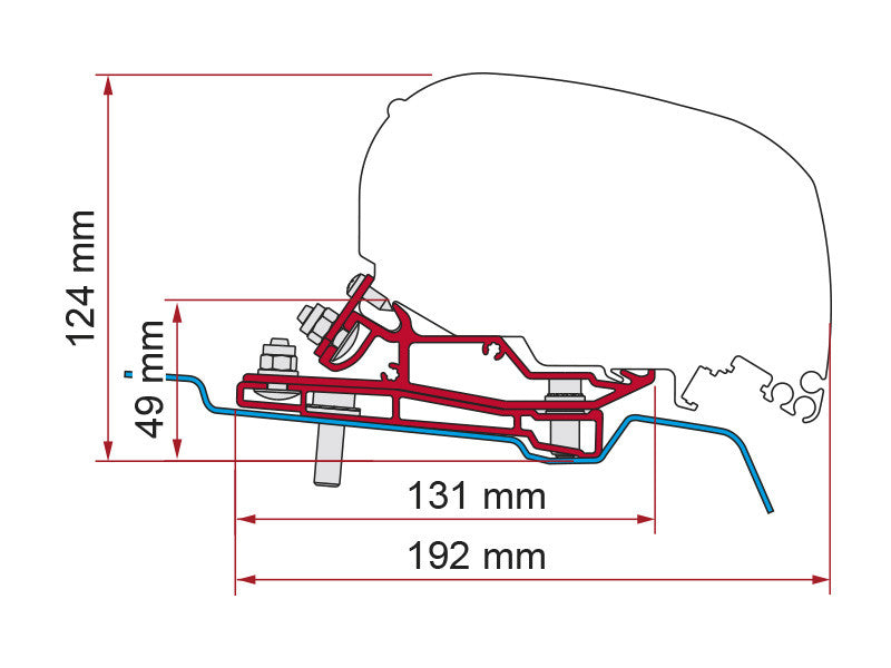 Fiamma F80S Awning Adapter for Transit High Roof 148" Extended