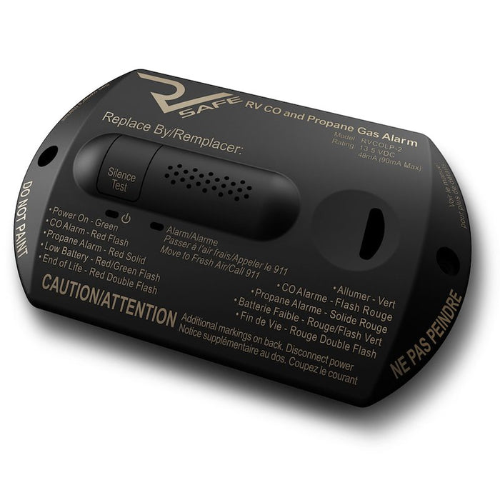 RV Propane Gas and Carbon Monoxide Detector - 12 Volt - 2 Wire - Black