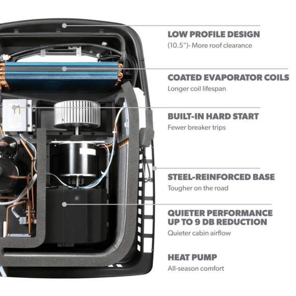 Dometic FreshJet 5 Series Electronic 15k BTU Low-Profile Air Conditioner w/ Heat Pump - Black