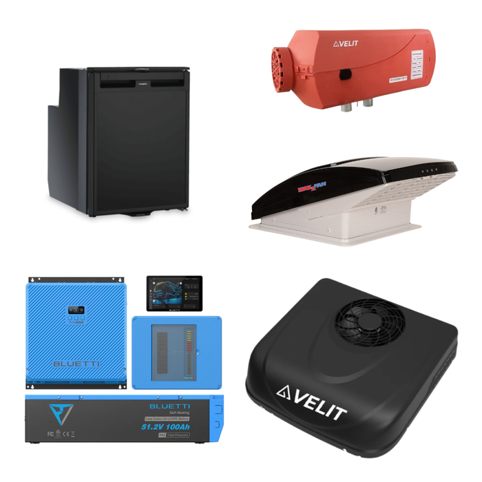 BLUETTI 5kWh RVSolar 48V Power System + VELIT 2000R 48V A/C + VELIT Air Heater + Dometic CRX 80U + MaxxFan Deluxe